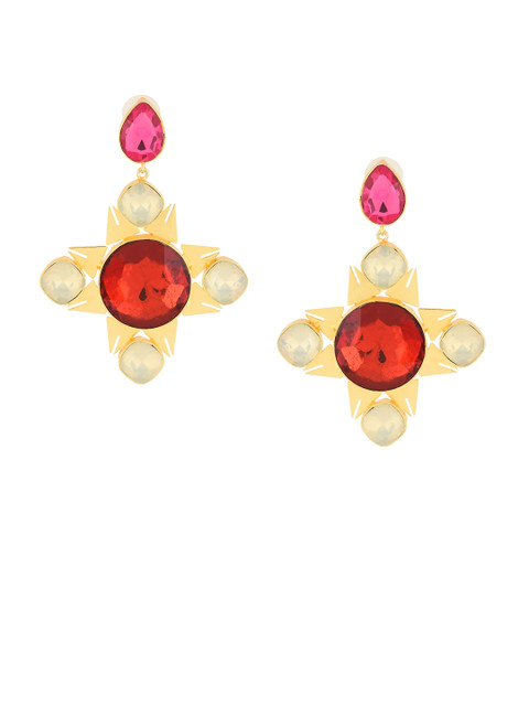 

DIVA WALK Gold-Toned Handcrafted Contemporary Drop Earrings