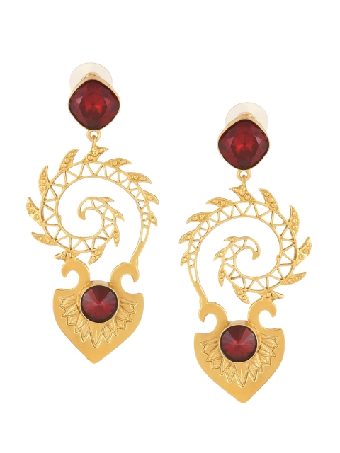 

DIVA WALK Gold-Toned & Red Contemporary Drop Earrings