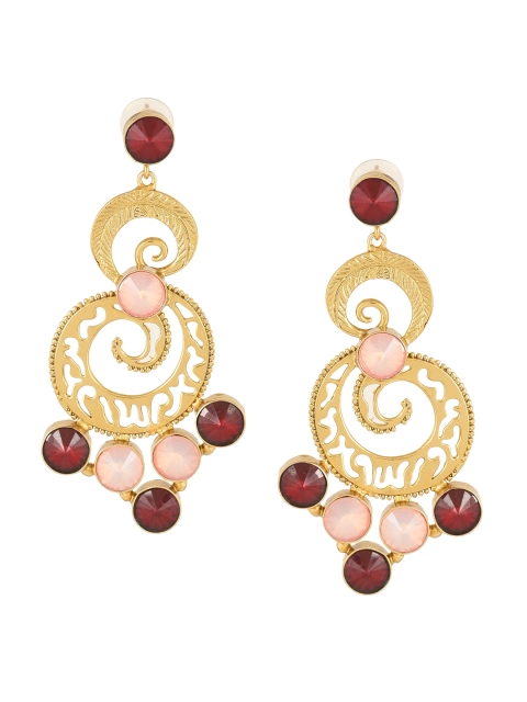 

DIVA WALK Gold-Toned & Red Contemporary Drop Earrings
