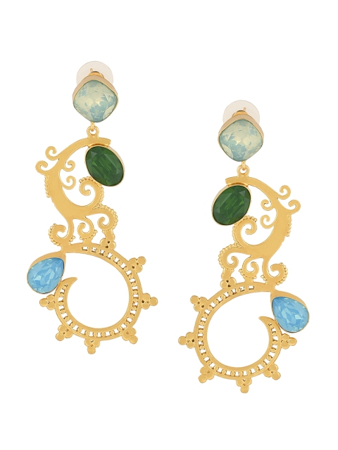 

DIVA WALK Gold-Toned & Blue Contemporary Drop Earrings