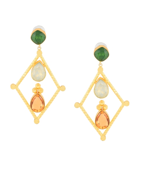 

DIVA WALK Gold-Toned Handcrafted Contemporary Drop Earrings
