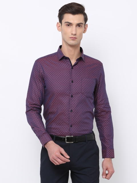 

Black coffee Men Purple Slim Fit Printed Formal Shirt