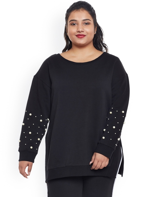 

NuBella Plus Size Women Black Solid Sweatshirt