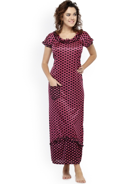 

N-Gal Pink & Black Printed Nightdress NSR03