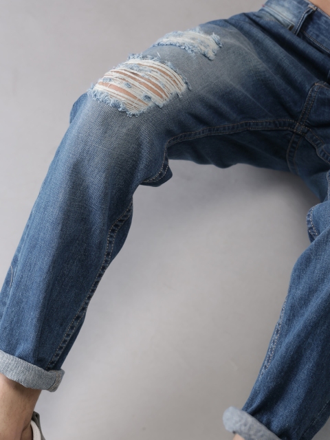 

Moda Rapido Men Blue Slim Fit Mid-Rise Mildly Distressed Cropped Jeans