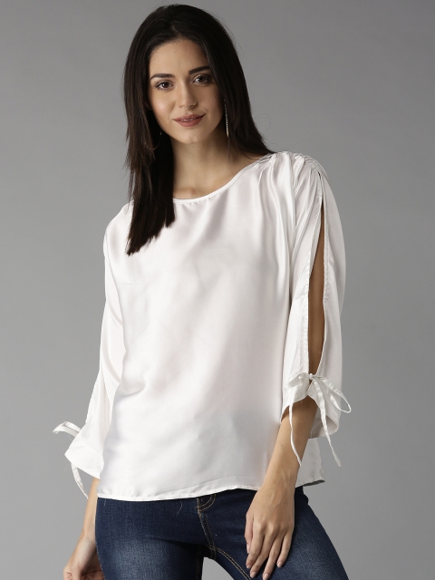 

Moda Rapido Women White Solid Top