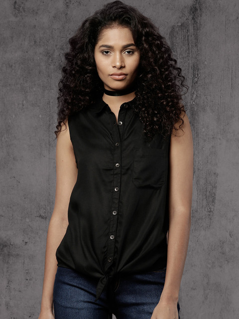 

Roadster Fast and Furious Women Black Regular Fit Solid Casual Shirt