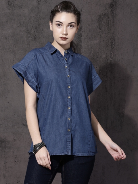 

Roadster Women Blue Faded Chambray Shirt