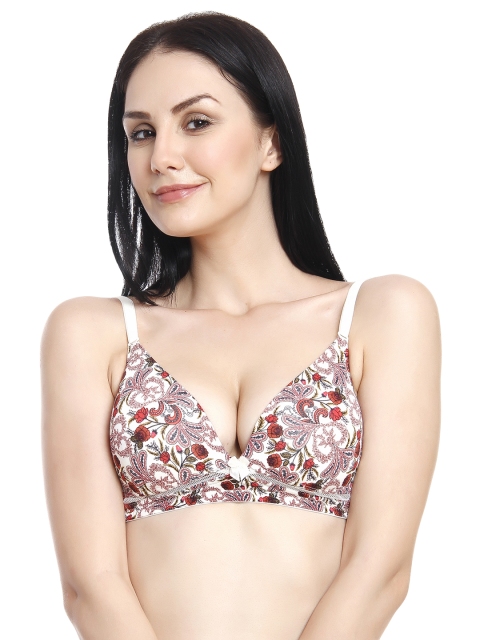 

Innocence White & Red Printed Non-Wired Lightly Padded Everyday Bra BBAPLIN36516