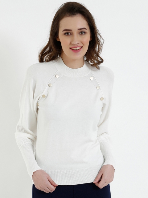 

COVER STORY Women White Solid Pullover