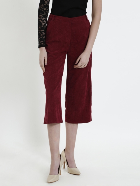 

COVER STORY Women Maroon Regular Fit Solid Culottes