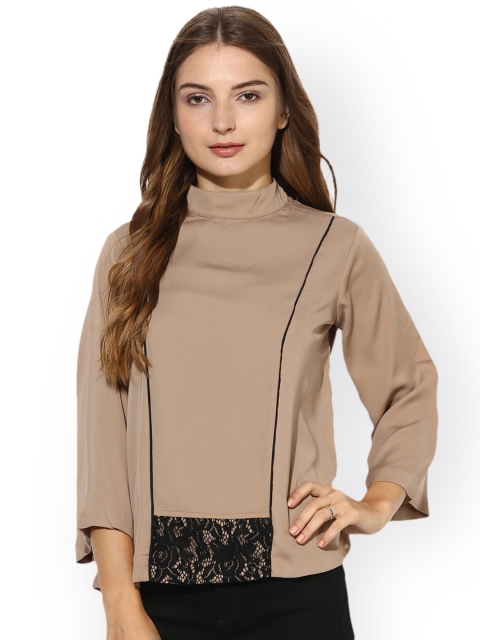 

Soie Women Brown & Black Solid Top