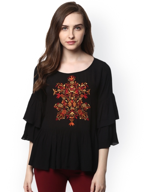 

Taurus Women Black Printed Empire Top