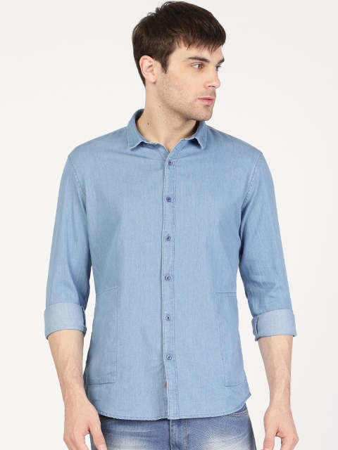 

ether Men Blue Slim Fit Denim Casual Shirt