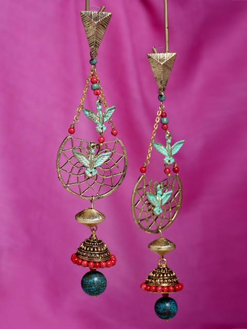 

DIVA WALK Gold-Toned & Blue Contemporary Drop Earrings