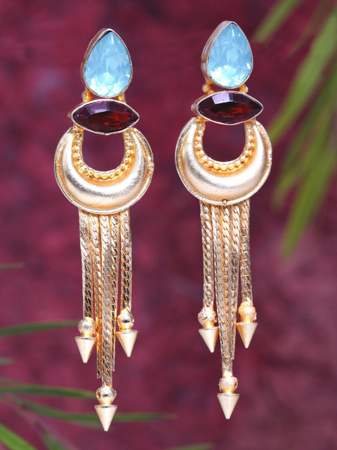 

DIVA WALK Gold-Toned & Blue Contemporary Drop Earrings