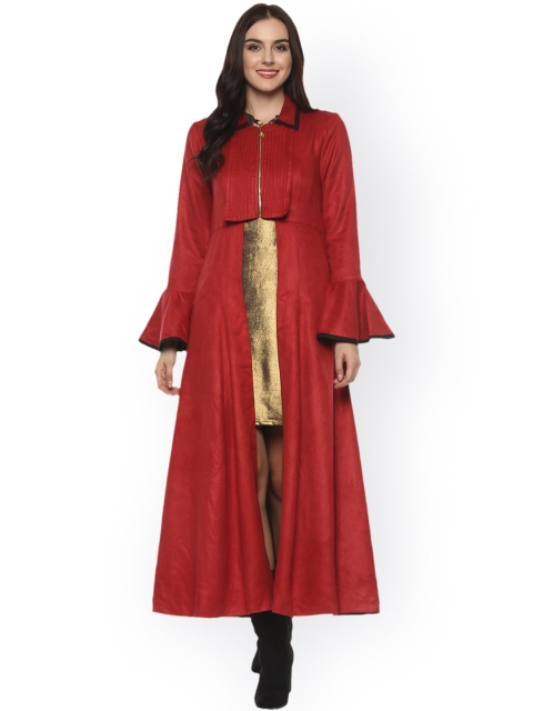 

WoowZerz Women Red Solid Tailored Jacket