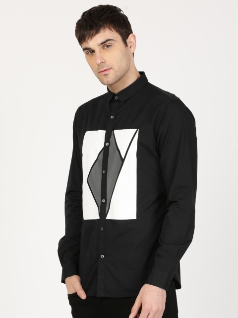 

ether Men Black Slim Fit Printed Casual Shirt