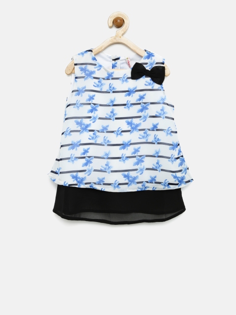 

CHALK by Pantaloons Girls White & Blue Printed Layered Top