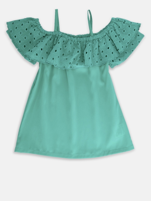 

CHALK by Pantaloons Girls Green Solid Top