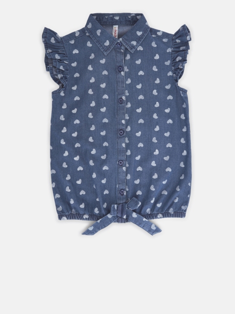 

CHALK by Pantaloons Girls Blue Printed Top