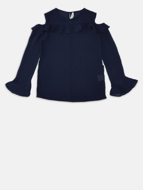 

POPPERS by Pantaloons Girls Navy Blue Sheer Solid Top