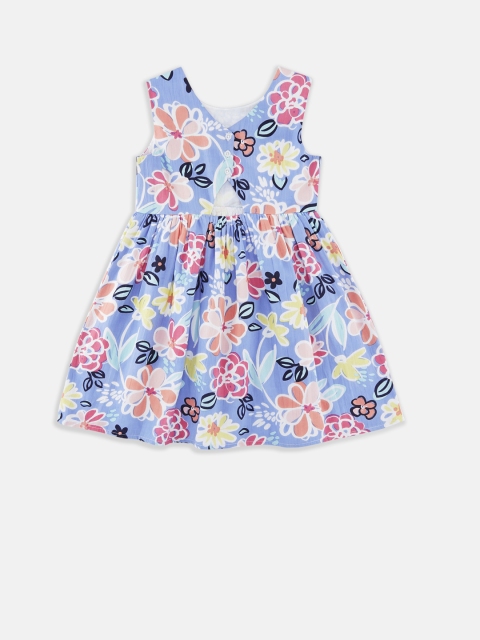 

CHALK by Pantaloons Girls Blue Printed Fit and Flare Dress