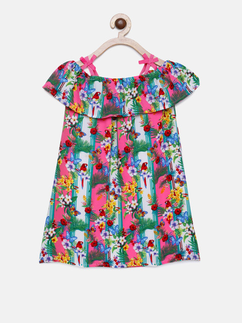 

CHALK by Pantaloons Girls Pink & White Printed A-Line Dress