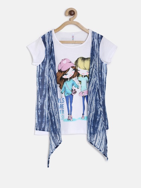 

POPPERS by Pantaloons Girls White Printed Round Neck T-shirt