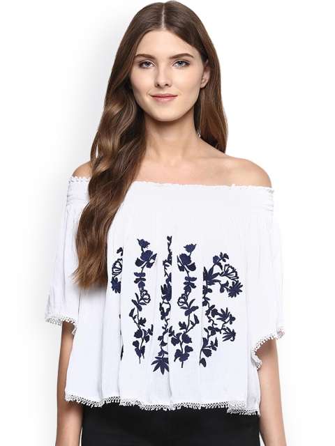 

MIWAY Women White Embroidered Top