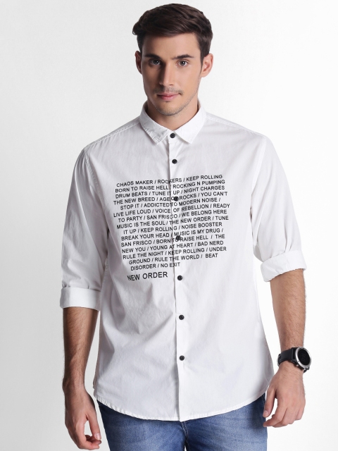 

SF JEANS by Pantaloons Men White Slim Fit Printed Casual Shirt