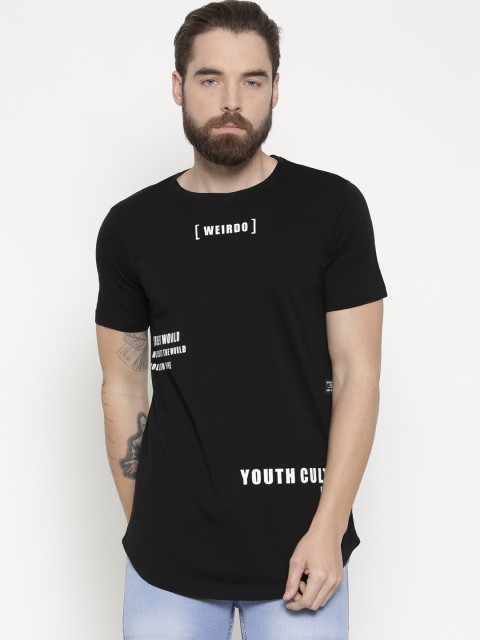 

SF JEANS by Pantaloons Men Black Slim Fit Printed Round Neck T-shirt