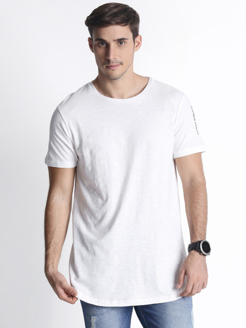 

SF JEANS by Pantaloons Men White Slim Fit Solid Round Neck T-shirt