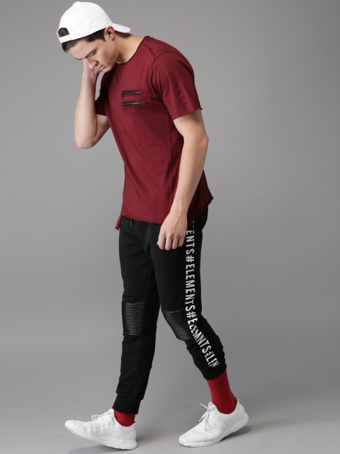 

Moda Rapido Men Maroon Solid Round Neck Pure Cotton T-shirt