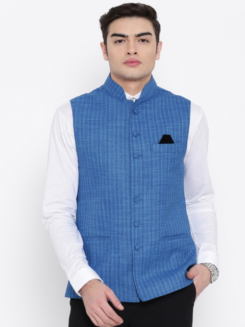 

Platinum Studio Blue Striped Nehru Jacket