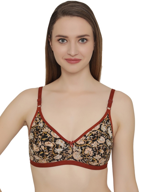 

Clovia Cotton Non-Padded Non-Wired Printed Bra, Black
