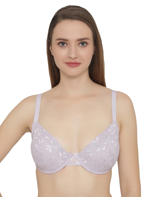 

Clovia Lace Underwired Demi Cup Plus Size Bra, Purple