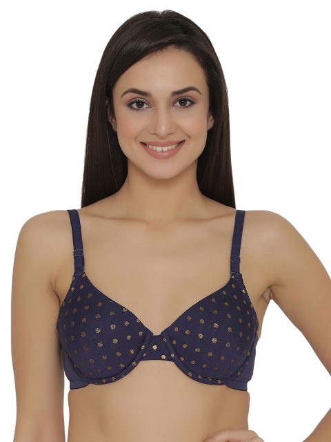 

Clovia Blue Printed Underwired Padded T-shirt Bra BR1114P0840C