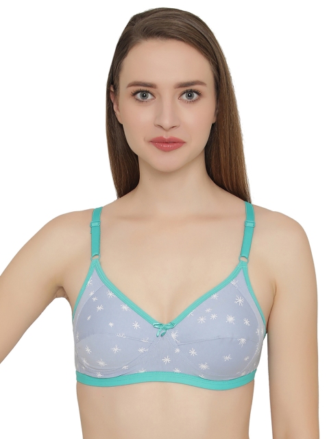 

Clovia Blue & Turquoise Blue Printed Non-Wired Non Padded Everyday Bra BR1203P0332B