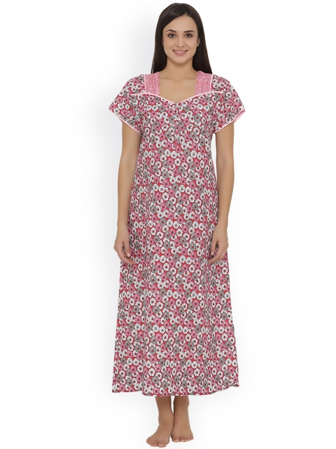 

Clovia Pink Printed Nightdress NS1015P22XL/XXL