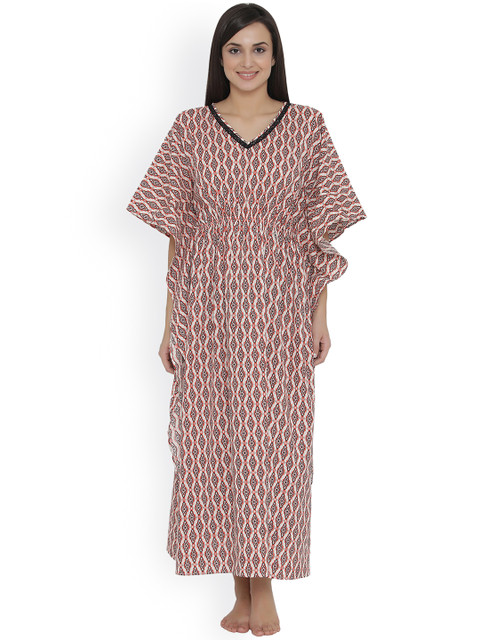 

Clovia Orange Printed Nightdress NS0865P16S