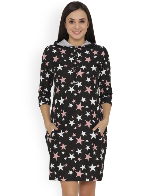 

Clovia Black Printed Nightdress NS1038P13XL