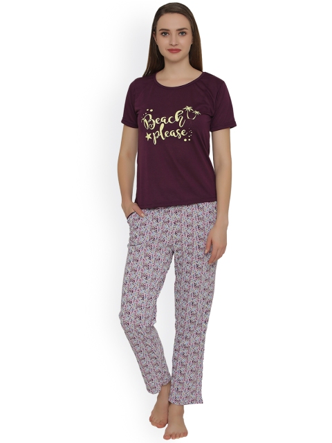 

Clovia Purple Printed Lounge Set LS0297P15XL