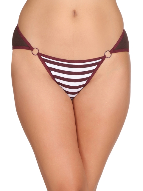 

Clovia Women Brown Striped Cotton Low Waist Bikini Briefs PN2197P06XL