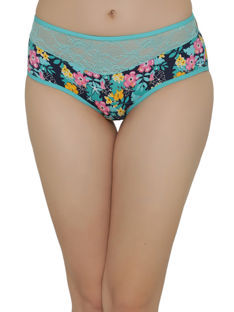 

Clovia Women Green Cotton High Waist Hipster Briefs PN2245P11M