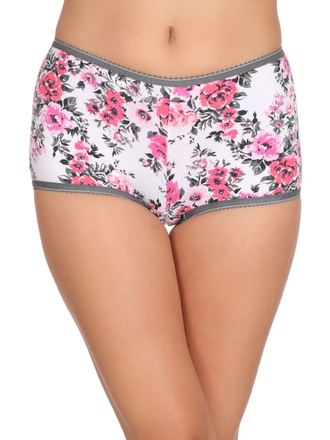 Clovia Women Pink Printed Cotton Mid Waist Floral Print Boy Shorts PN2228P14XL