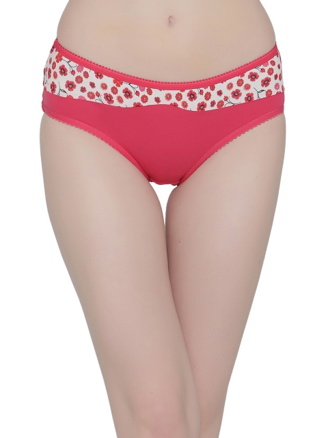 

Clovia Women Pink Printed Cotton Mid Waist Hipster Briefs