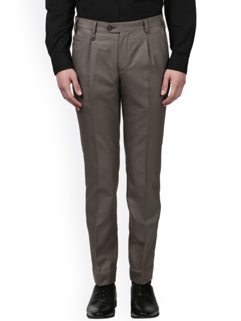 

Park Avenue Men Brown Slim Fit Self Design Regular Trousers