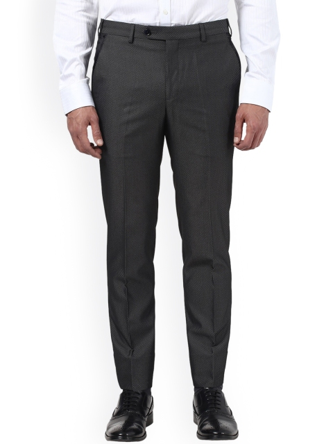 

Park Avenue Men Black Slim Fit Self Design Regular Trousers