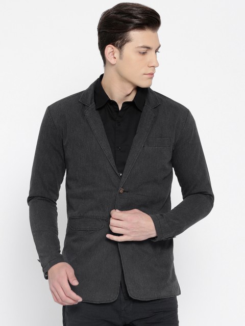 

FIFTY TWO Charcoal Grey Single-Breasted Smart Casual Blazer
